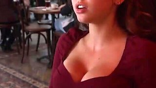 Sensual orgasm in a cafe. NSFW