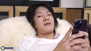 47 Year Old Stepmom Sissy Seduces Her Stepson Into Fucking And Eating Out Her Hairy Bush Pussy