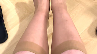 Show off Your Feet in Beige Knee-high Socks