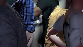 3D Horny Slut Babe Wearing Hot Bodystockings Got Fucked on the Bus