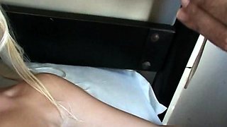 Real amateur blonde gives a hot POV blowjob on the train