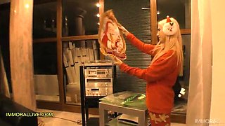 Busty Blonde Stepsister Fucks Santa with Step Brother & Sister - XXXmas Creampie Fun!