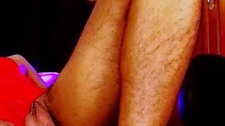 Big tit shemale jerks her long cock