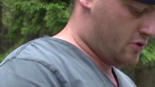 Stunning blonde with big boobs gets fucked hard outdoor