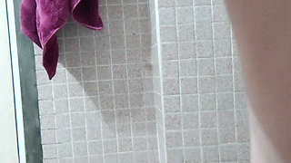 Busty Wife Fingers in Pussy and Ass in the Bathroom