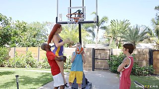Dunkin' On The Neighborhood Milf & Lesbian's 1st Cock With Rosalyn Sphinx, Arietta Adams, Jimmy Michaels, Damion Dayski, Kate Dee - Brazzers