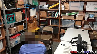 Busted latina young thief sucks and pounds to go free-for-all