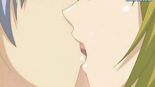 Two hentai lesbians kiss each other with tongue and fuck