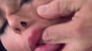 Hot babe with small tits getting fucked in her tiny pussy