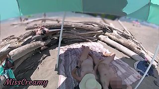 Exhibitionist Wife Gives Risky Handjob on Nudist Beach - Amateur MILF & Big Cock Public Cumshot