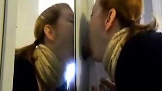 Redhead Amateur Couple's Gloryhole Blowjob