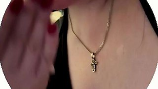 Wife Real Cumslut Licking Cum From Hand