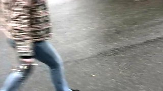 Toilet slut sucking cock