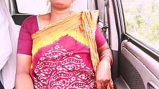 Telugu Step Mom Car Sex Long Drive for Sex with Step Son, Telugu Dirty Talks.