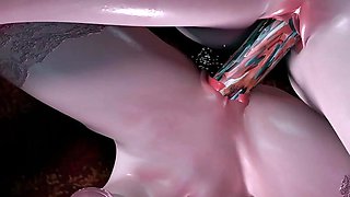 3D Two Horny Sexy Lesbians Sharing a Big Sex Toy