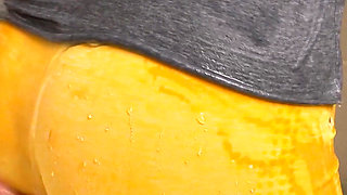 Asian Amateur In Tight Yoga Pants Gets Wet In The Shower