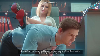 Emma Blonde Character Sucking & Fucking in The Elevator - 3D Game Simulator