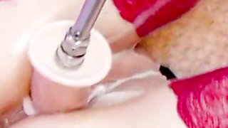 Fucking a Creamy Pussy with a Big Dildo