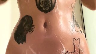 Glamour babe with big boobs masturbates in lingerie