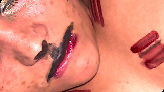 Halloween party, she can't stand the heat and they look for a room to fuck, she blew it all up