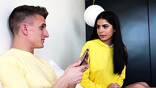 Small tit brunette teen fucks a big cock