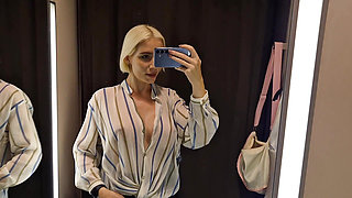Big Tits in the Dressing Room. Try On Sexy See-Through Outfit
