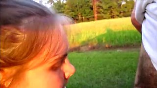 First Time Public Blowjob Wife Gets Huge Cum Facial on Naked Big Tits