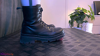 Testing Your Cock and Balls Durability with Two Pairs of Combat Boots - Cock Balls Crush Trample, Shoejob, Bootjob, CBT