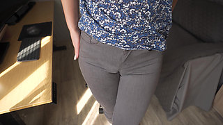 Naughty Colleague Seduces You with Camel Toe in Tight Jeans