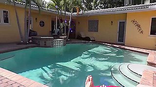 Candence Lux Fucks Her Brother By The Pool Before They Get Caught!