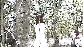 Outdoor punishing lesson in the forest
