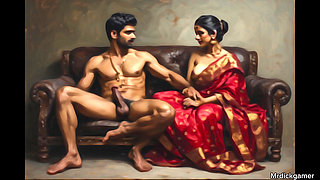 Two desi indian girl in hotel room with their office boss hot threesome pussy fucking