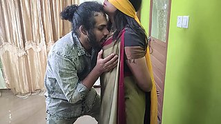 BDSM Both Hand Tied and Blindfolded in Saree by Vaishnavy and Sharun Raj, Mallu Couple Hot BDSM Ass and Boobs Kiss Romance