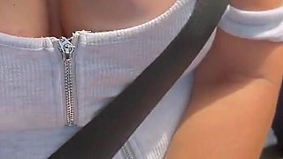 Compilation - Wifey Flashing Her Tits in the Car