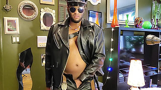 Kennie Jai Jerks off in Leather and Cums Huge for You!!