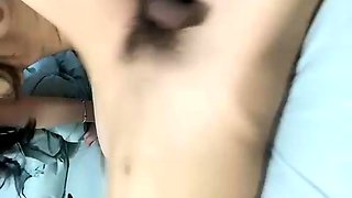 Amateur Asian teen gives blowjob outdoors