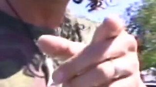 Big ass chick gets sprayed on her small tits