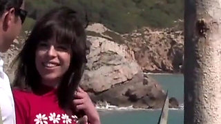 Brunette teen gets fucked outdoors