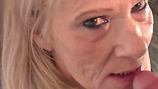 Sexy Grandma Orgasms with Cum on Her Face and Cock in Her Mouth