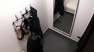 Czech Brunette Teen Spied With Security Cam