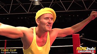 FAKEhub Originals Teen Machine Vs Bulldozer in wild and crazy wrestling