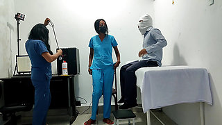 IT HAPPENED AT THE CLINIC!! A FEMALE DOCTOR AND NURSE SEDUCE A PATIENT. THEY FUCK HIM ON THE STRETCHER