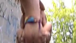 Pretty Ginger German Babe Rides Dick in Public Place