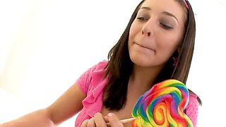 Gracie Glam nineteen yo cutie huge schlong Pov Blowjob and swallow sperm sperm of her lillipop