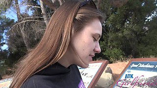 Beautiful girl with glasses Rose Caarter gets some outdoor sex