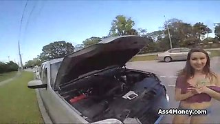 Fucking wrecked big tit in car