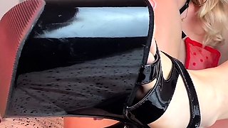 Porn latex movie with foot fetish and blonde mistress
