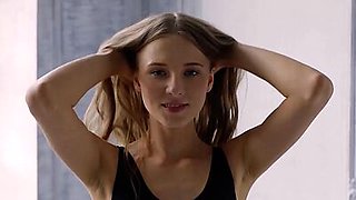 Petite blonde Russian Nimfa introducing her flexible body and her tiny tits