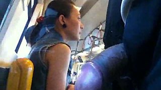 Jerking off my brown cock on public in the bus close to hot chick