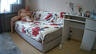 Girlfriend spends time masturbating her big hairy pussy with toys